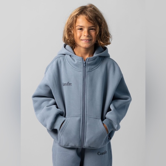Comfrt Cloud Zip Kids Hoodie Blue Willow Youth Size L - Picture 1 of 6